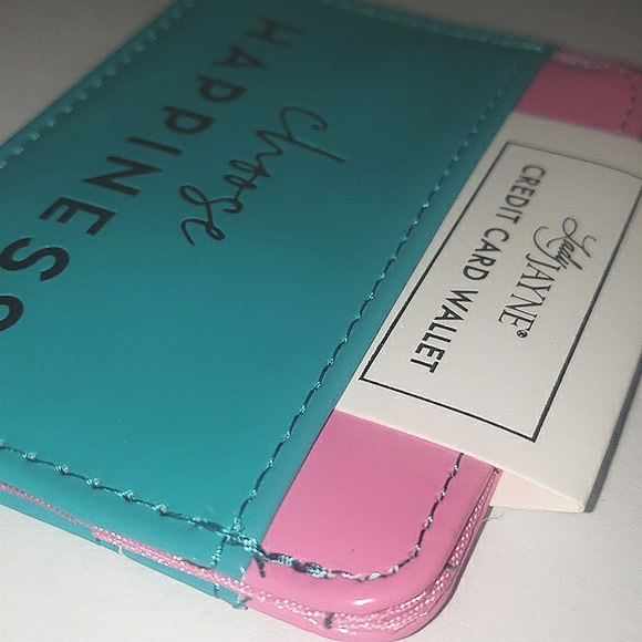 Lady Jayne Choose Happiness Metallic Pink Blue Credit Debit Gift Card Wallet NWT - Picture 10 of 12